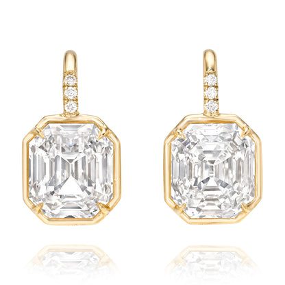 Antique Emerald Gold Bezel Drop Earrings