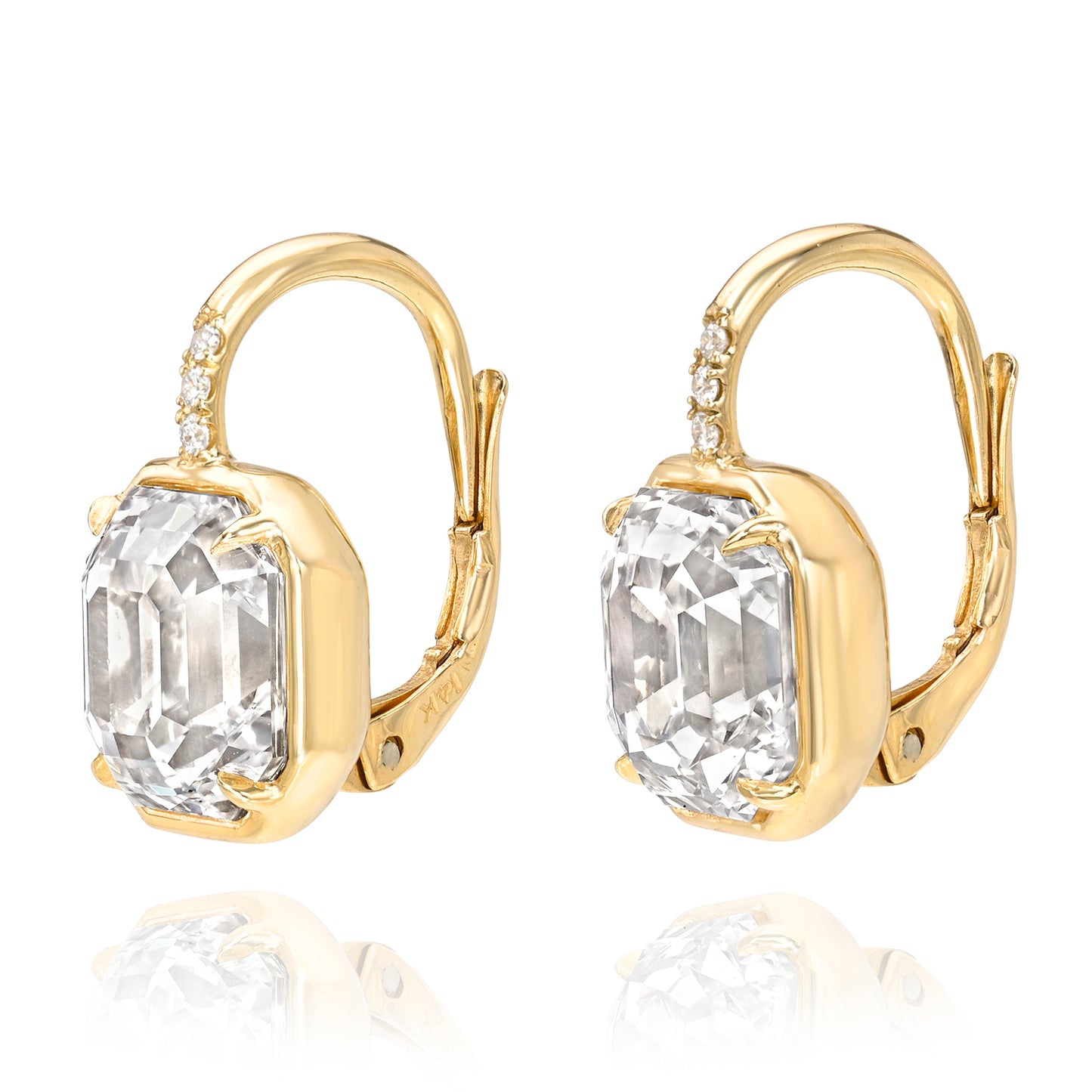 Antique Emerald Gold Bezel Drop Earrings