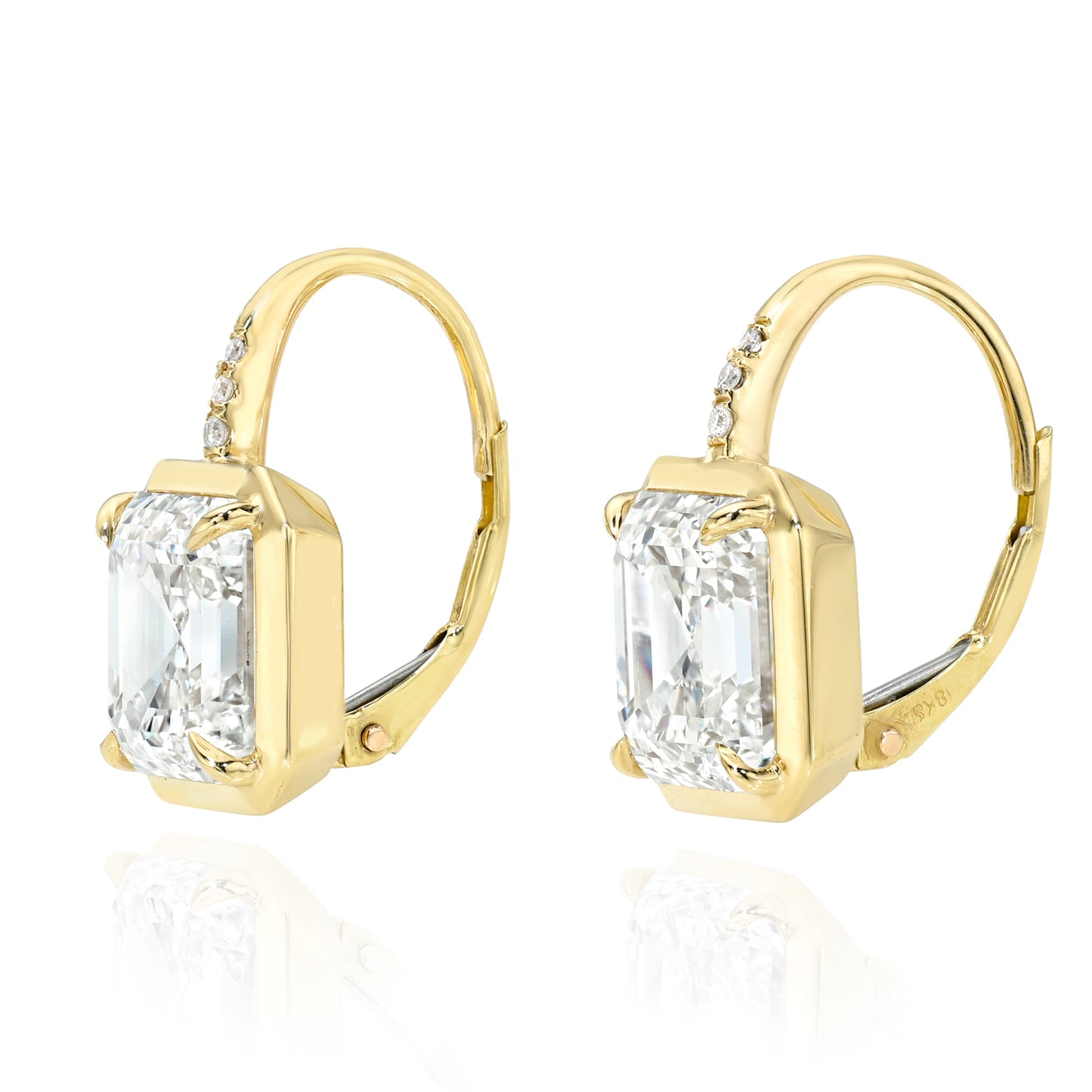 Asscher Cut Bezel Diamond Drop Earrings