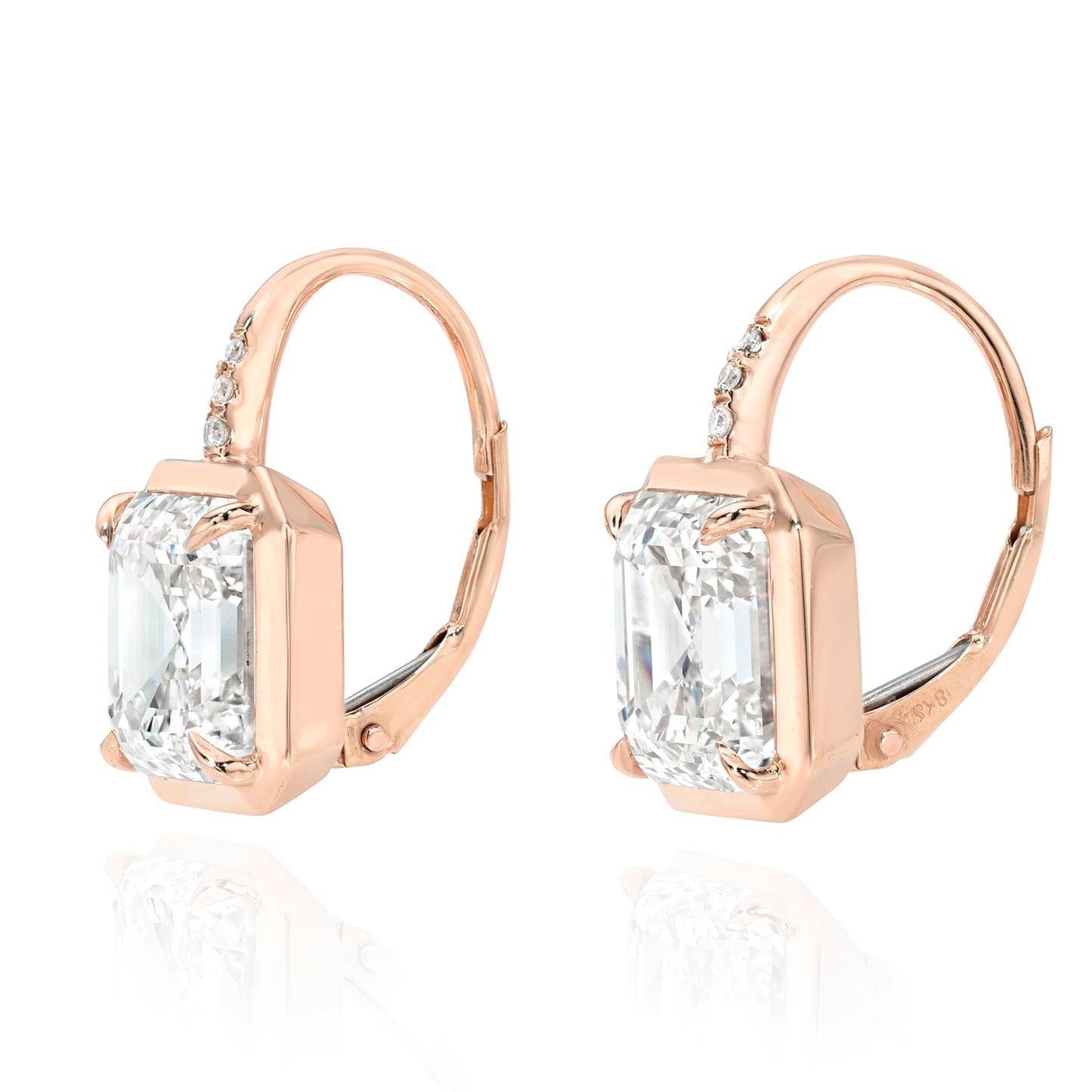 Asscher Cut Bezel Diamond Drop Earrings