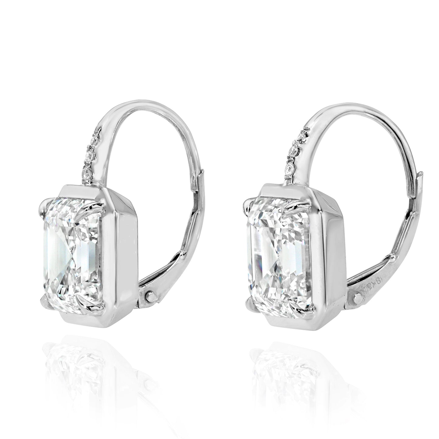 Asscher Cut Bezel Diamond Drop Earrings