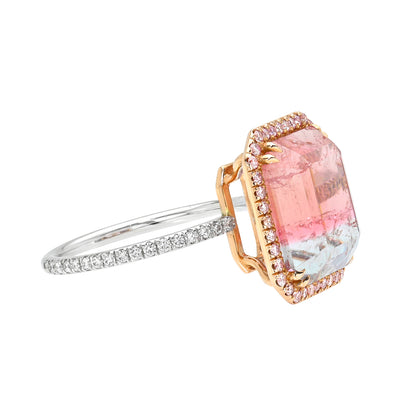 8.6 Carat Elara Bloom Tourmaline Pink Diamond Unicorn Ring