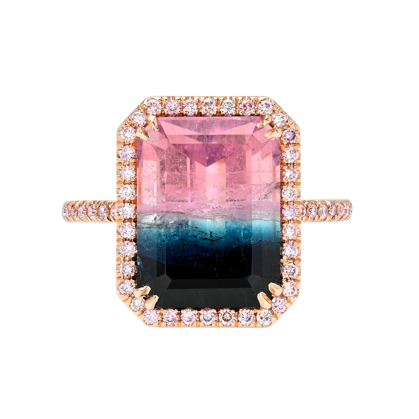 6.8 Carat Selene Rose Tourmaline Pink Diamond Unicorn Ring
