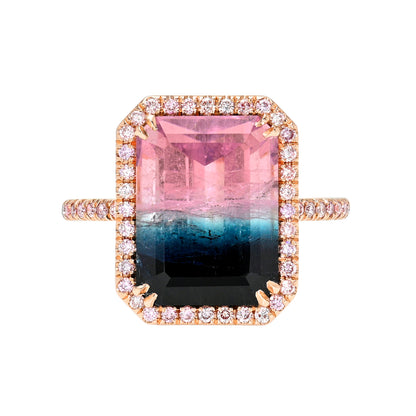 6.8 Carat Selene Rose Tourmaline Pink Diamond Unicorn Ring