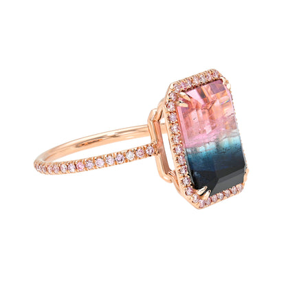 6.8 Carat Selene Rose Tourmaline Pink Diamond Unicorn Ring