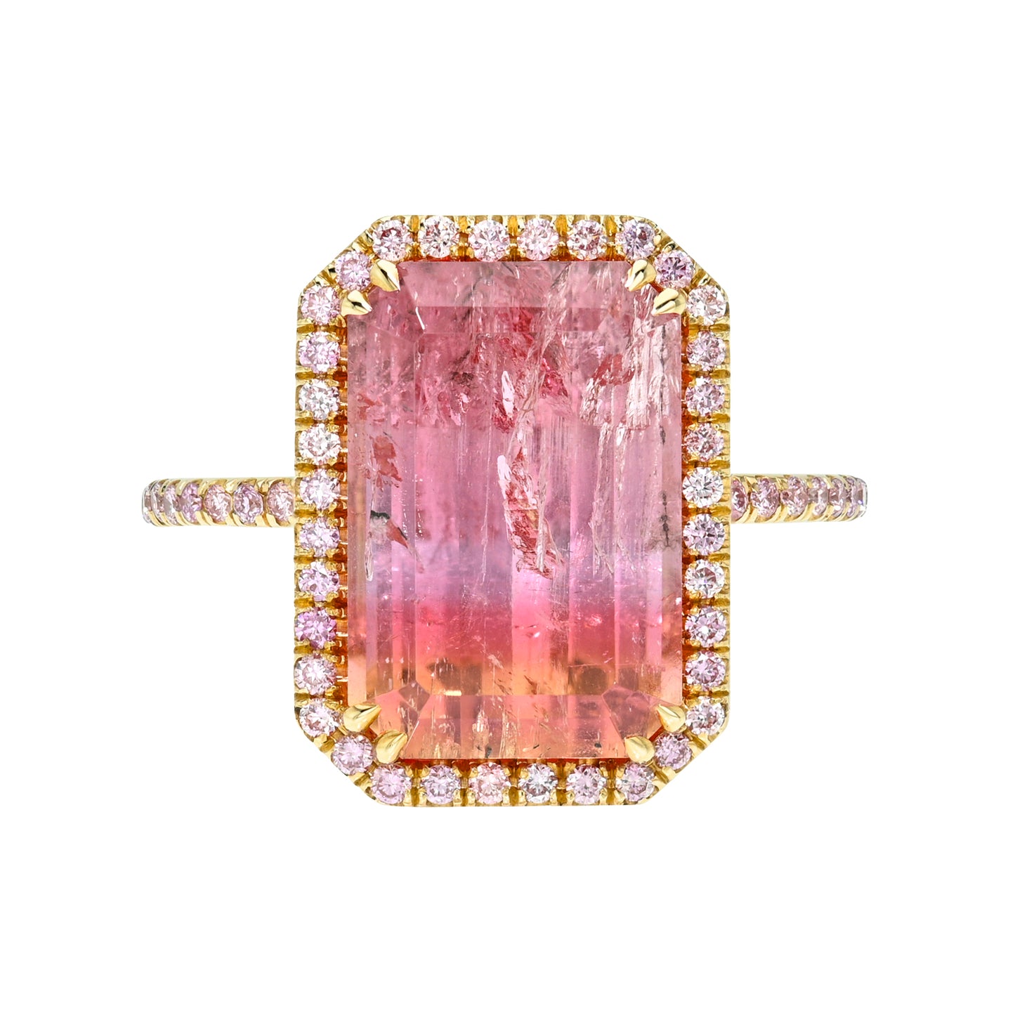 Sunset Amour 6.5 Carat Pink Tourmaline Pink Diamond Unicorn Ring