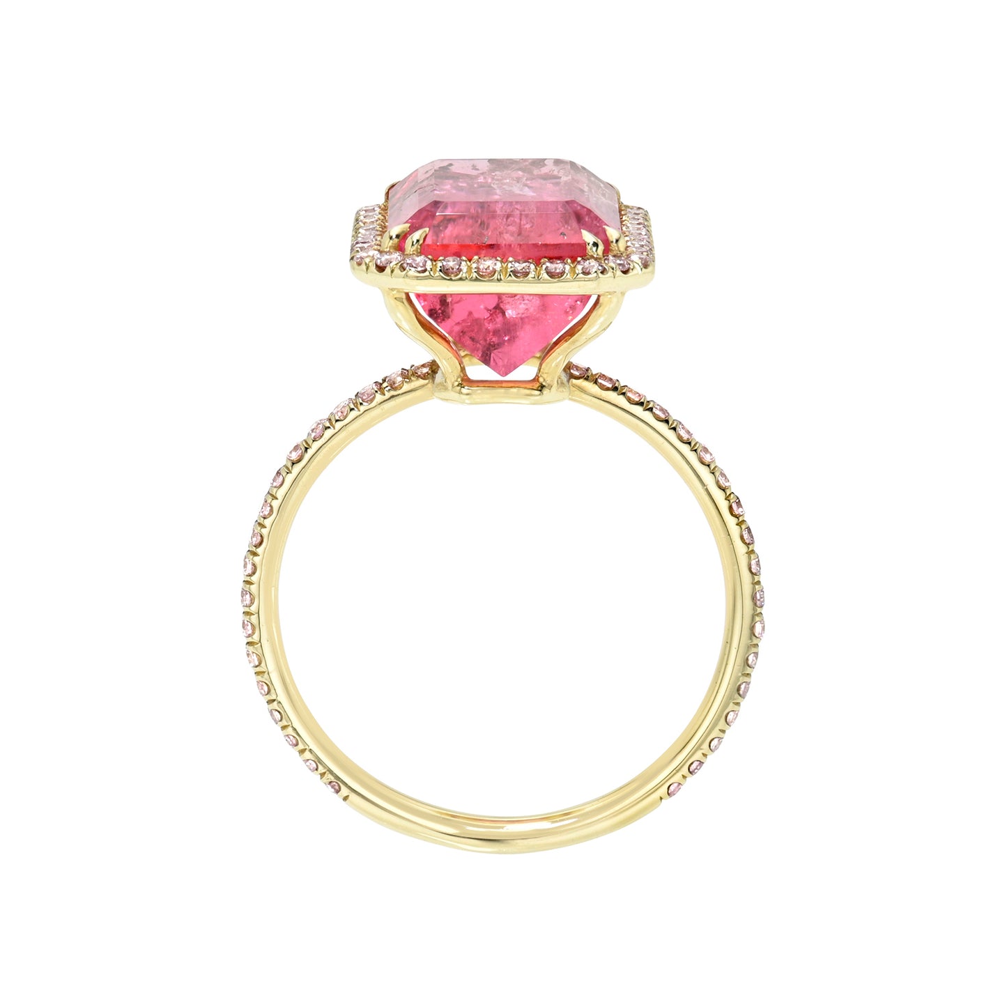 Sunset Amour 6.5 Carat Pink Tourmaline Pink Diamond Unicorn Ring