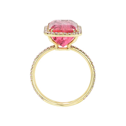 Sunset Amour 6.5 Carat Pink Tourmaline Pink Diamond Unicorn Ring