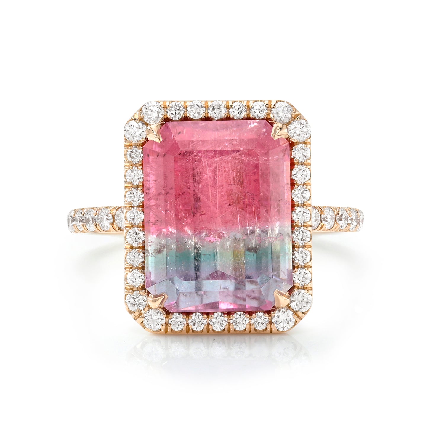 6.8 Carat Rainbow Brite Tourmaline Diamond Unicorn Ring