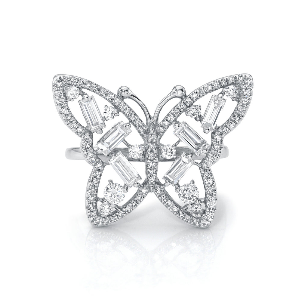 Baguette Butterfly Diamond Ring