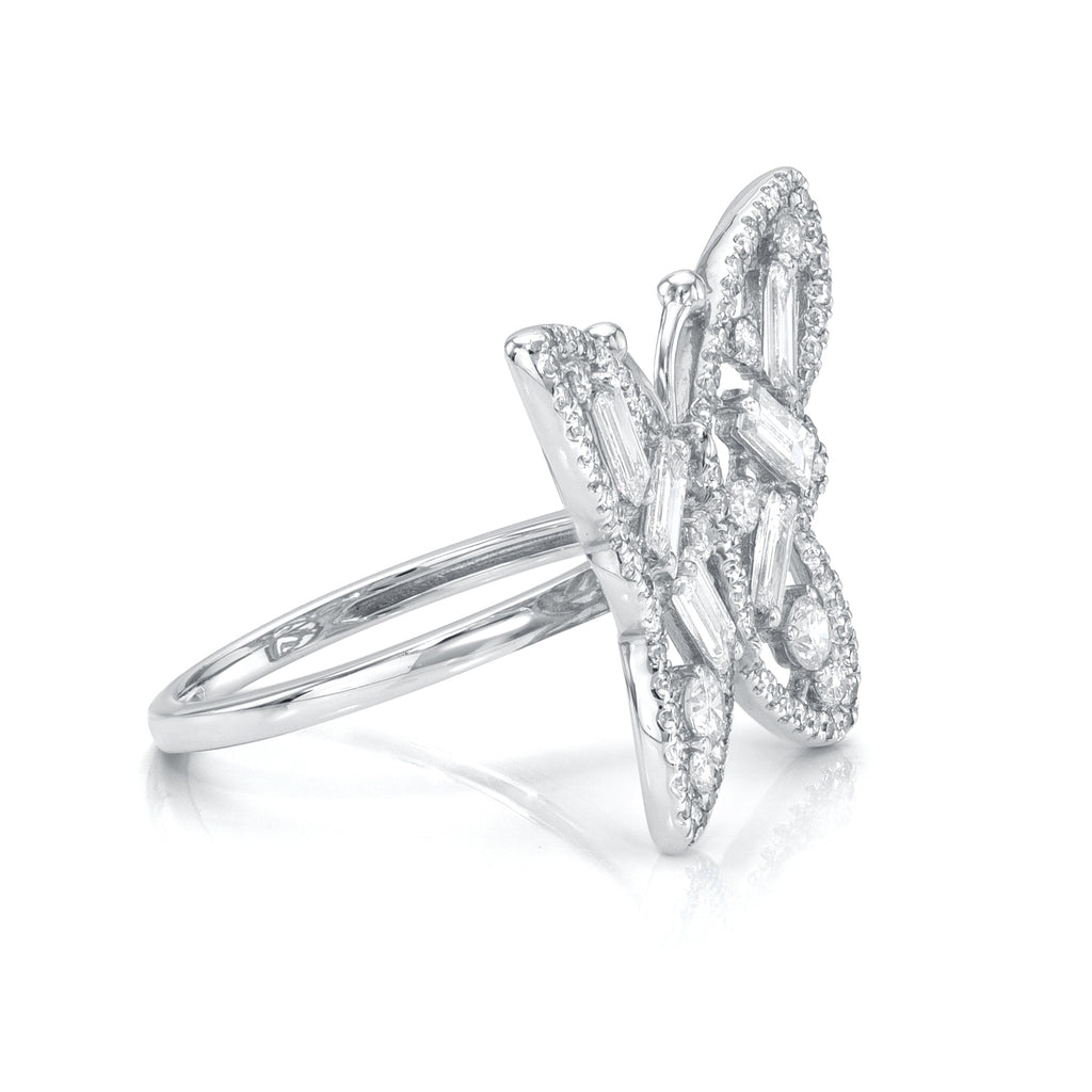 Baguette Butterfly Diamond Ring