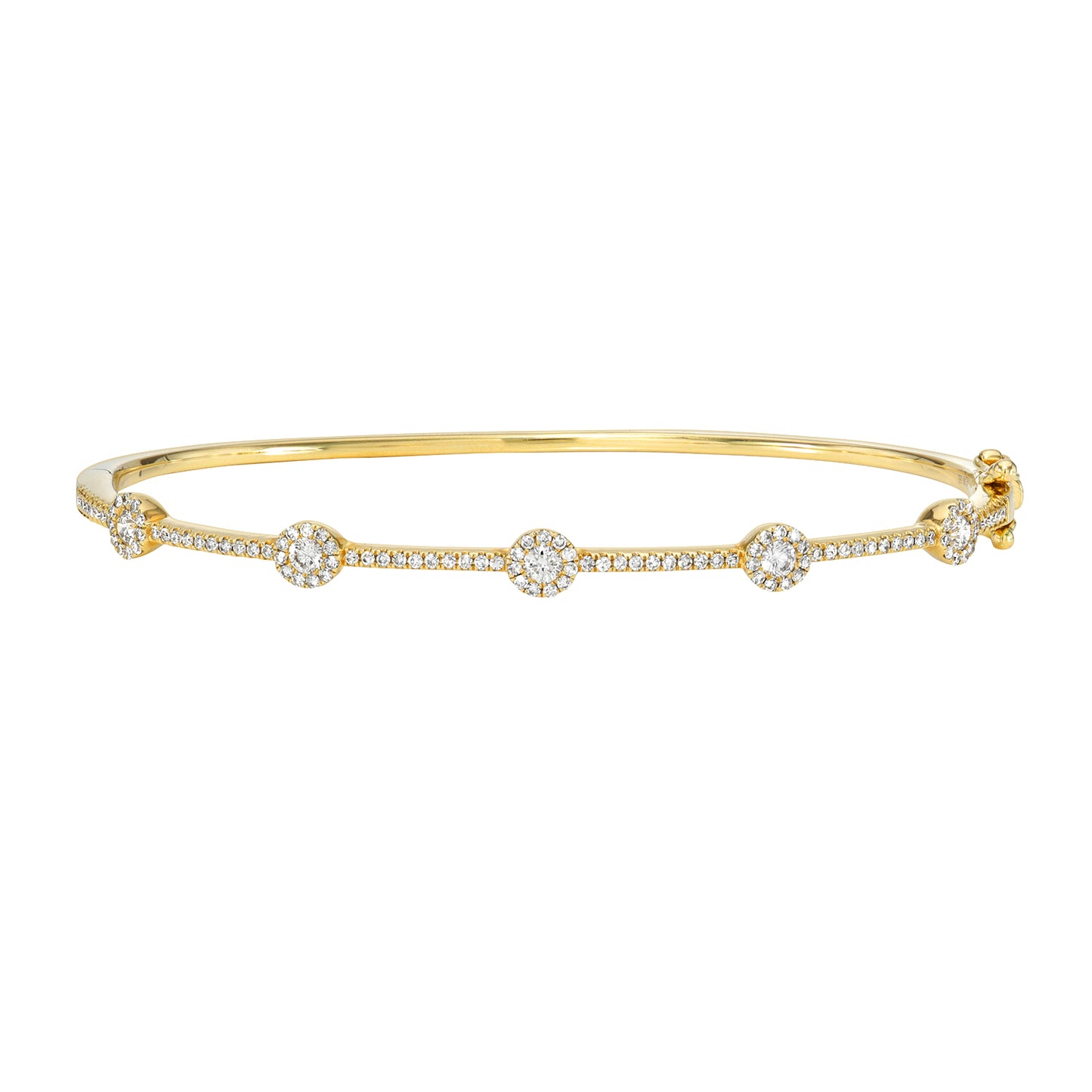 In Line Sparkling Halo Diamond Bangle Bracelet