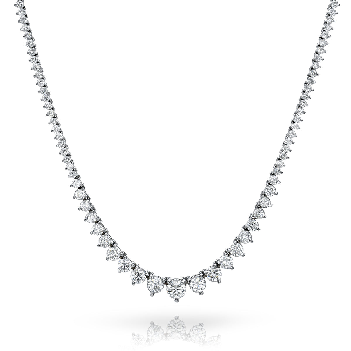 Tennis V Shaped diamond Necklace In 18K Rose Gold | Fascinating Diamonds