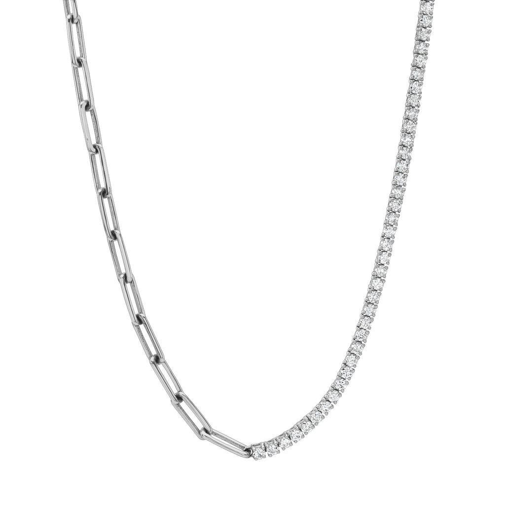Diamond Paperclip Tennis Necklace
