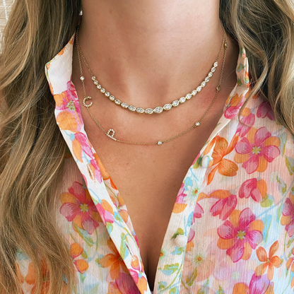 Half Oval Bezel Diamond Necklace