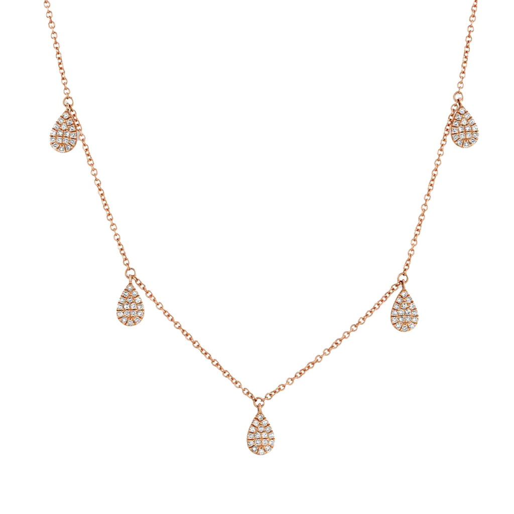 Pave Diamond 5 Drop Necklace