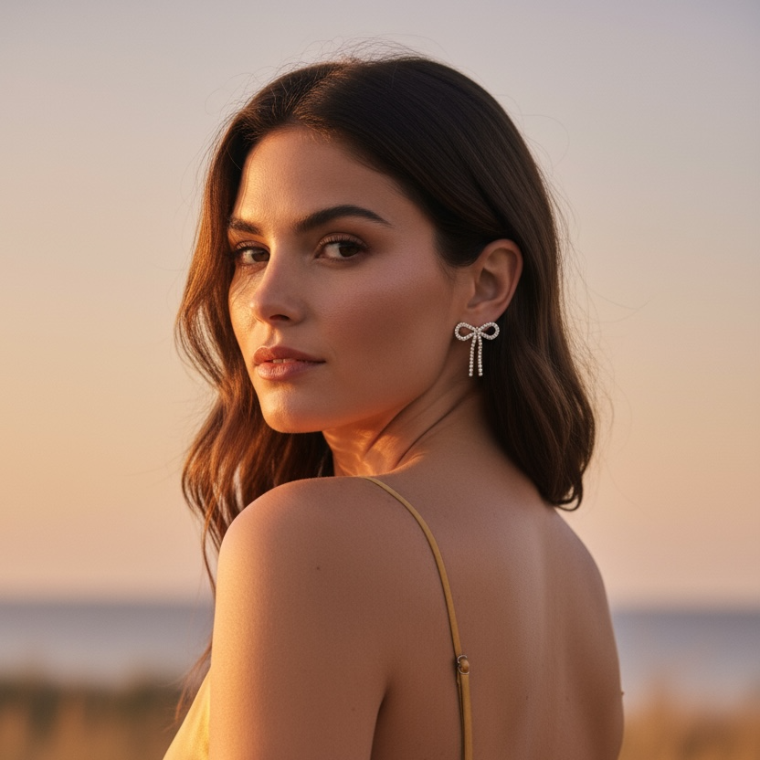 Diamond Bow Earrings