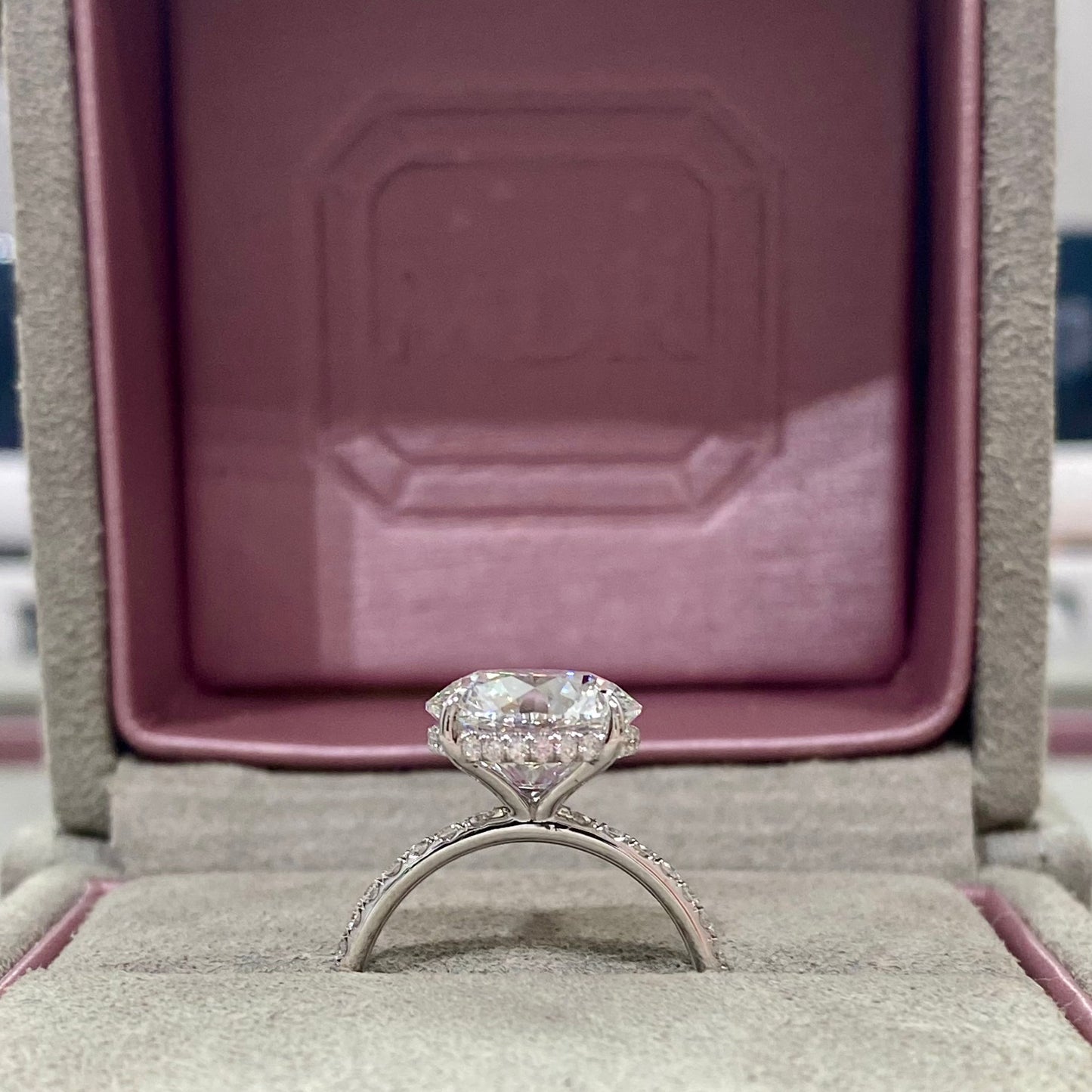 Round Brilliant Cut Diamond Pave Engagement Ring