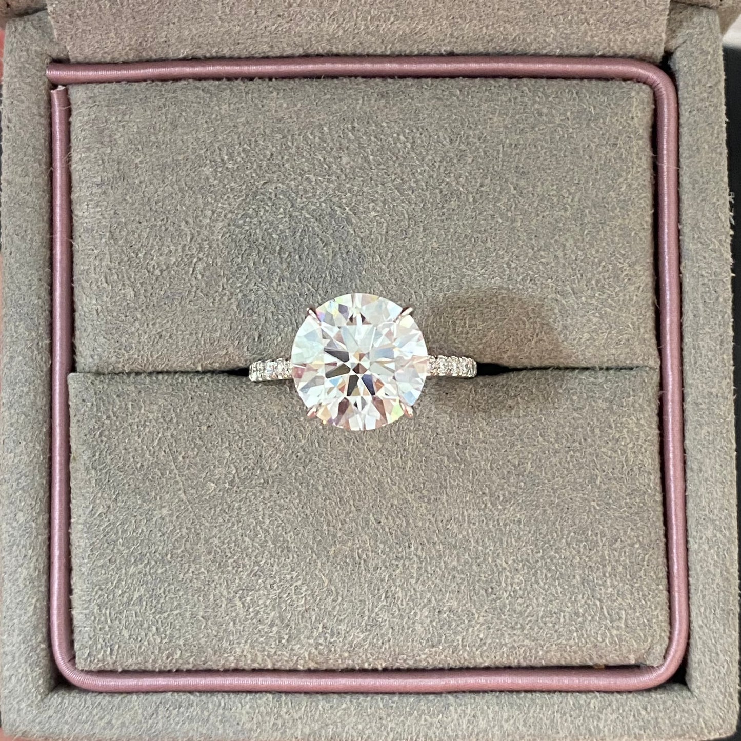 Round Brilliant Cut Diamond Pave Engagement Ring