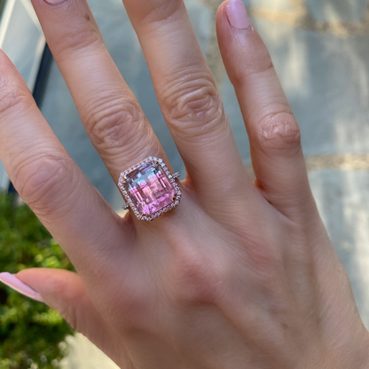 8.6 Carat Elara Bloom Tourmaline Pink Diamond Unicorn Ring