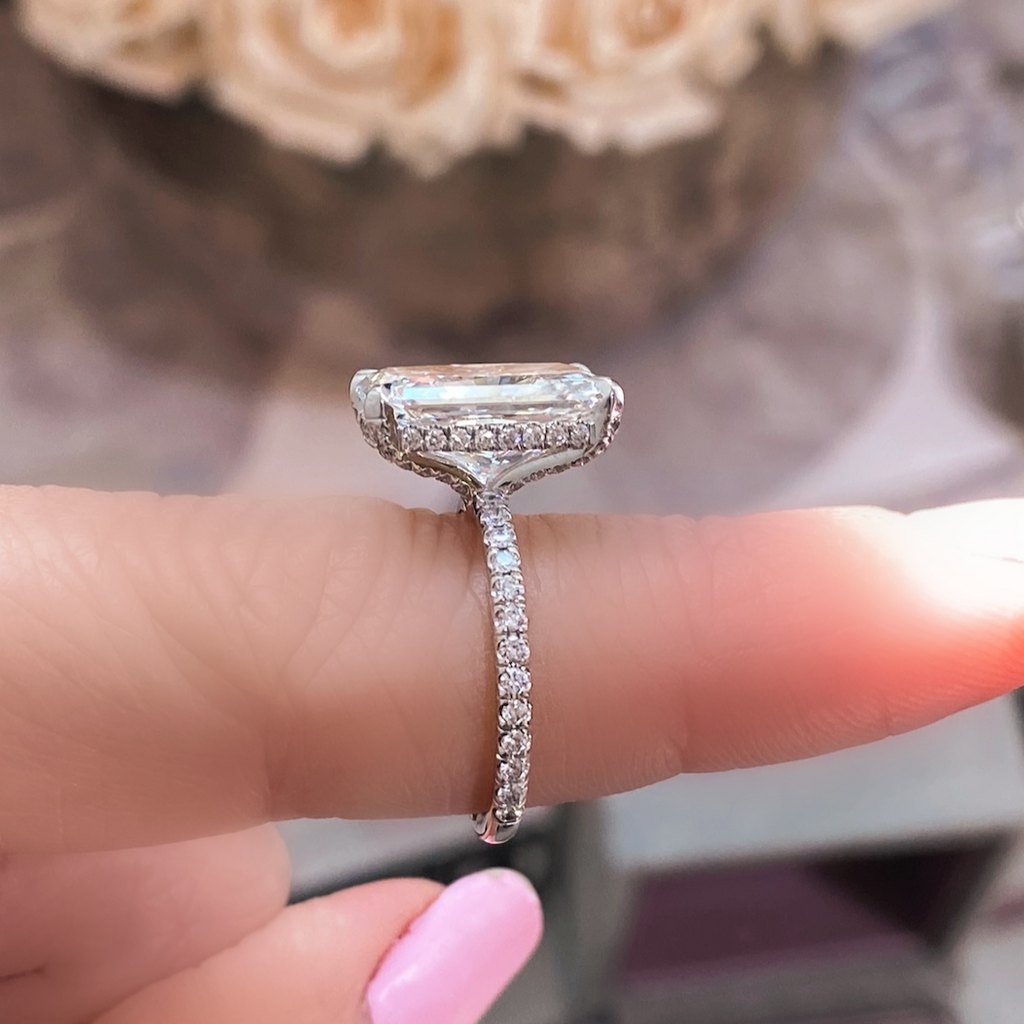 5 carat Radiant Cut Pave Diamond Engagement Ring