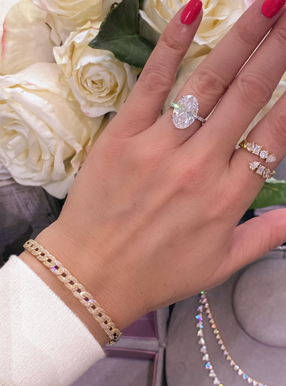 Pave Diamond Double Rope Chain Bangle Bracelet