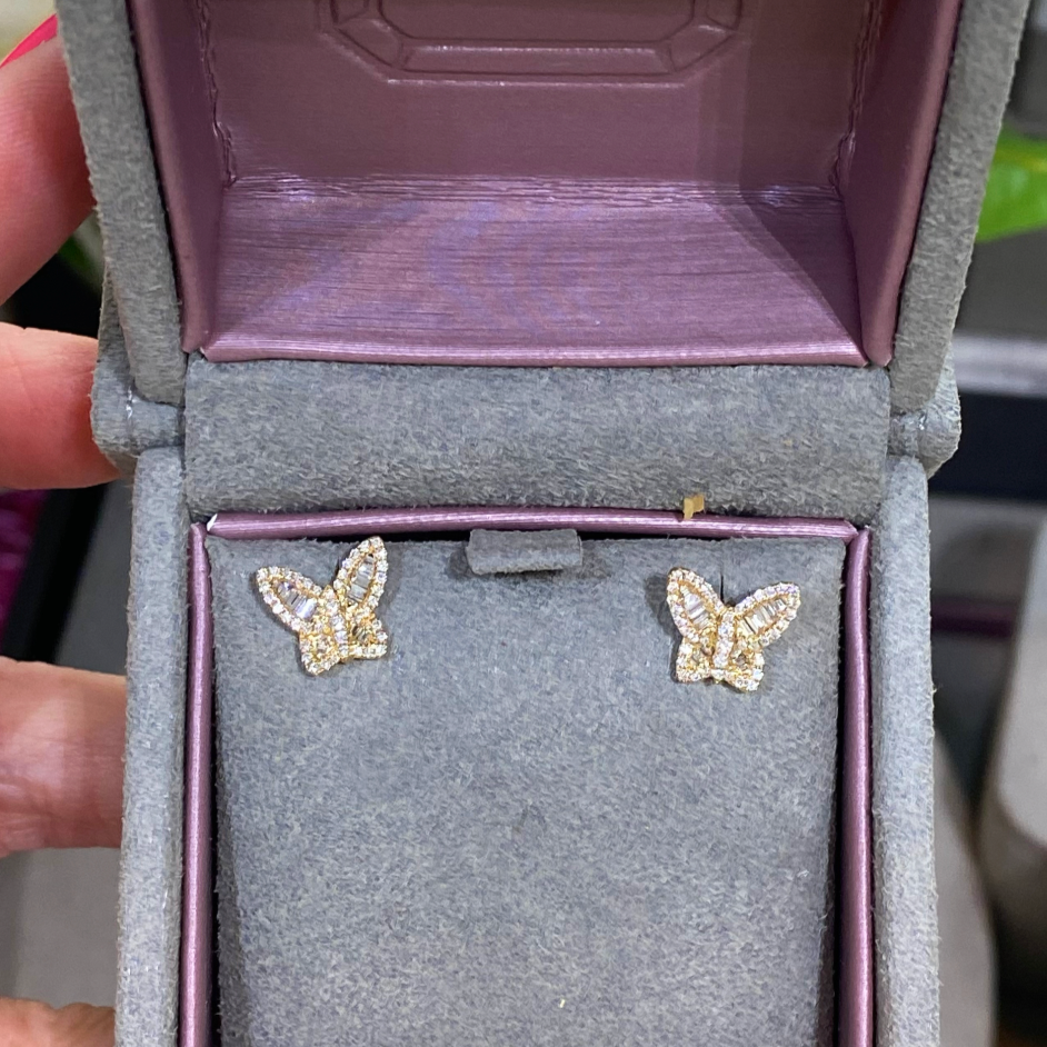Baguette Butterfly Diamond Earrings