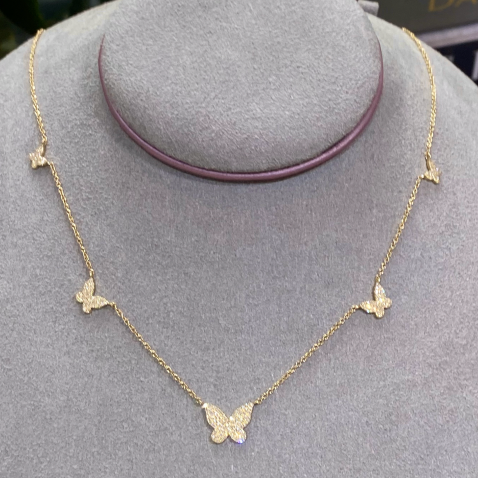 Field of Butterflies Diamond Pendant Necklace