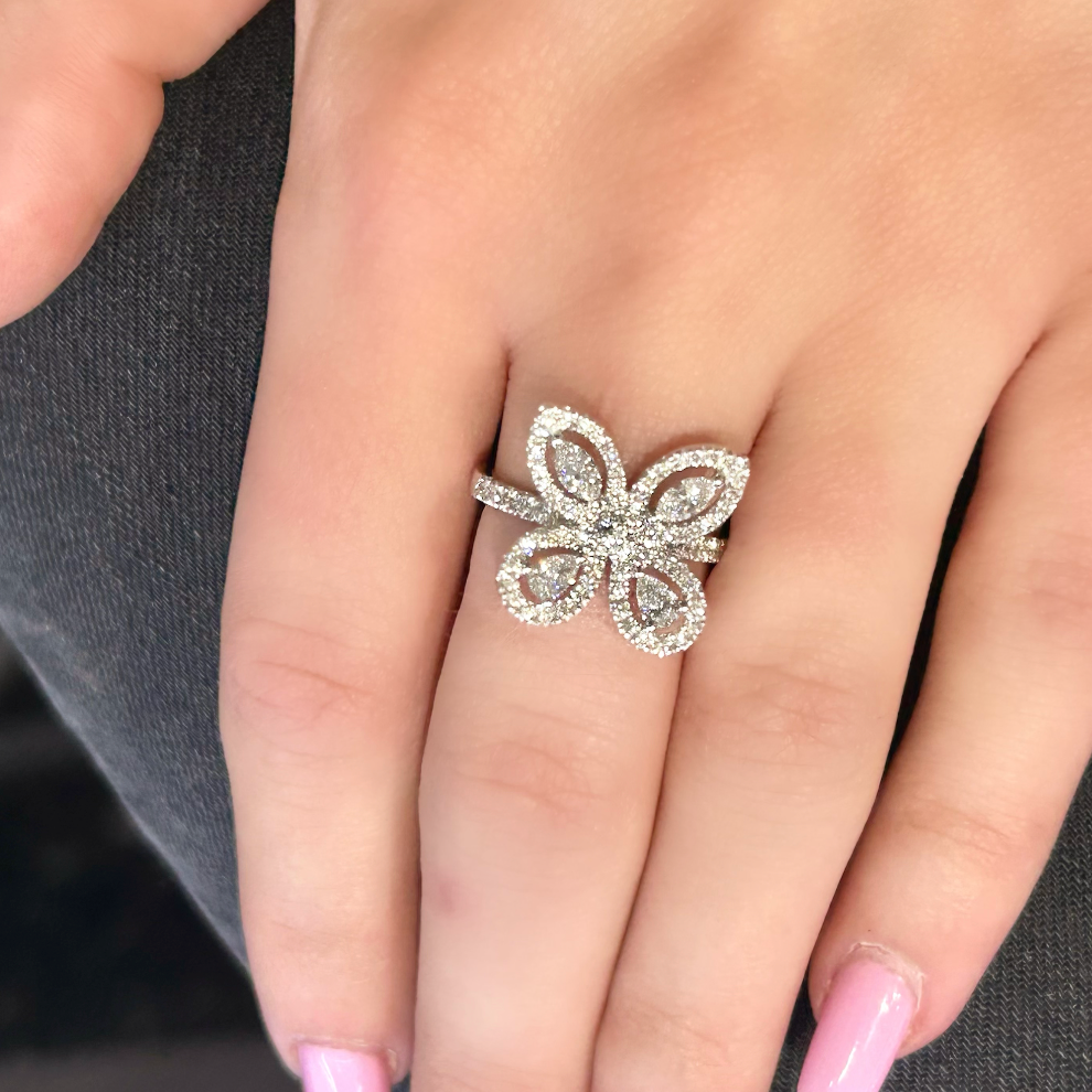 Dainty Butterfly Diamond Ring