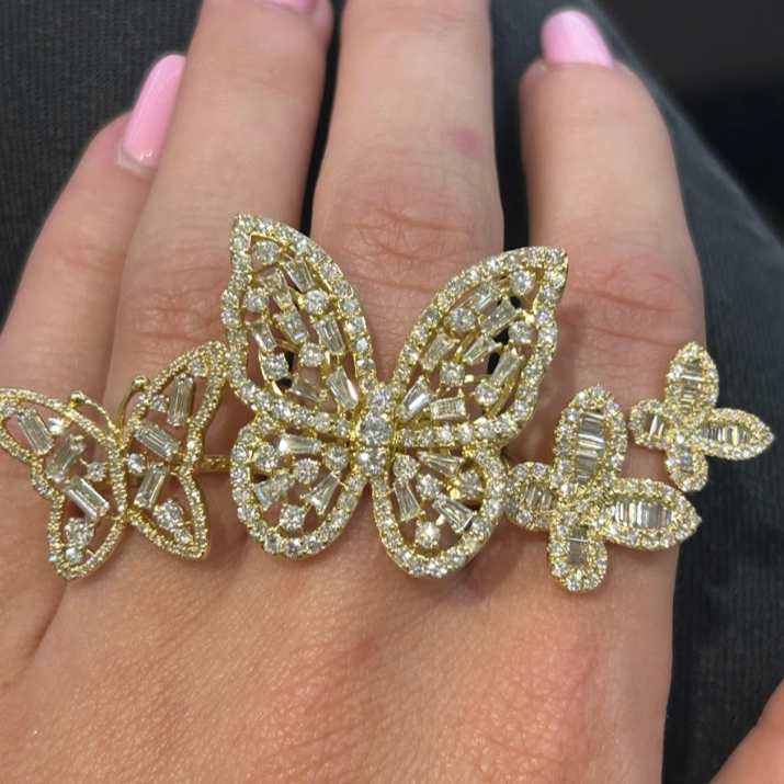 Baguette Butterfly Diamond Ring