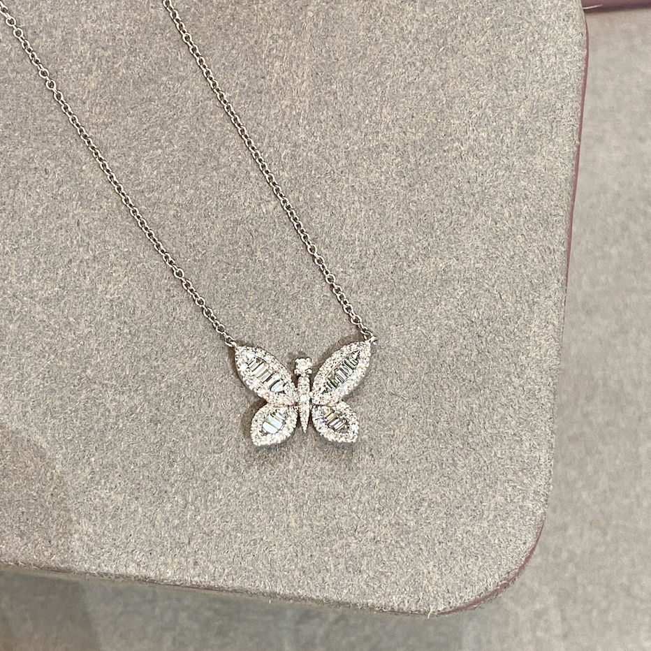 Butterfly Diamond Pendant Necklace