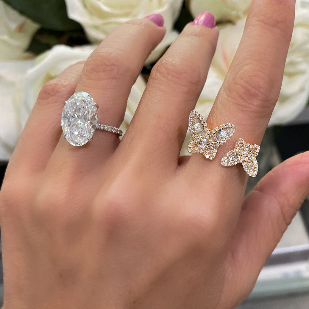 Butterfly diamond engagement ring on sale