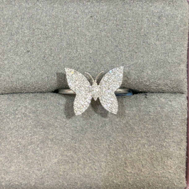 Pave Butterfly Diamond Ring