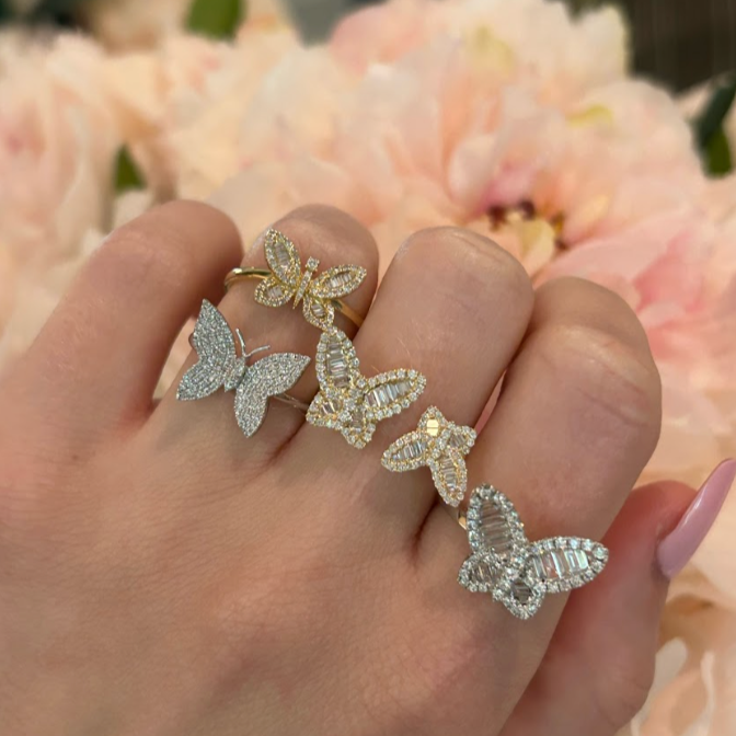 Pave Butterfly Diamond Ring