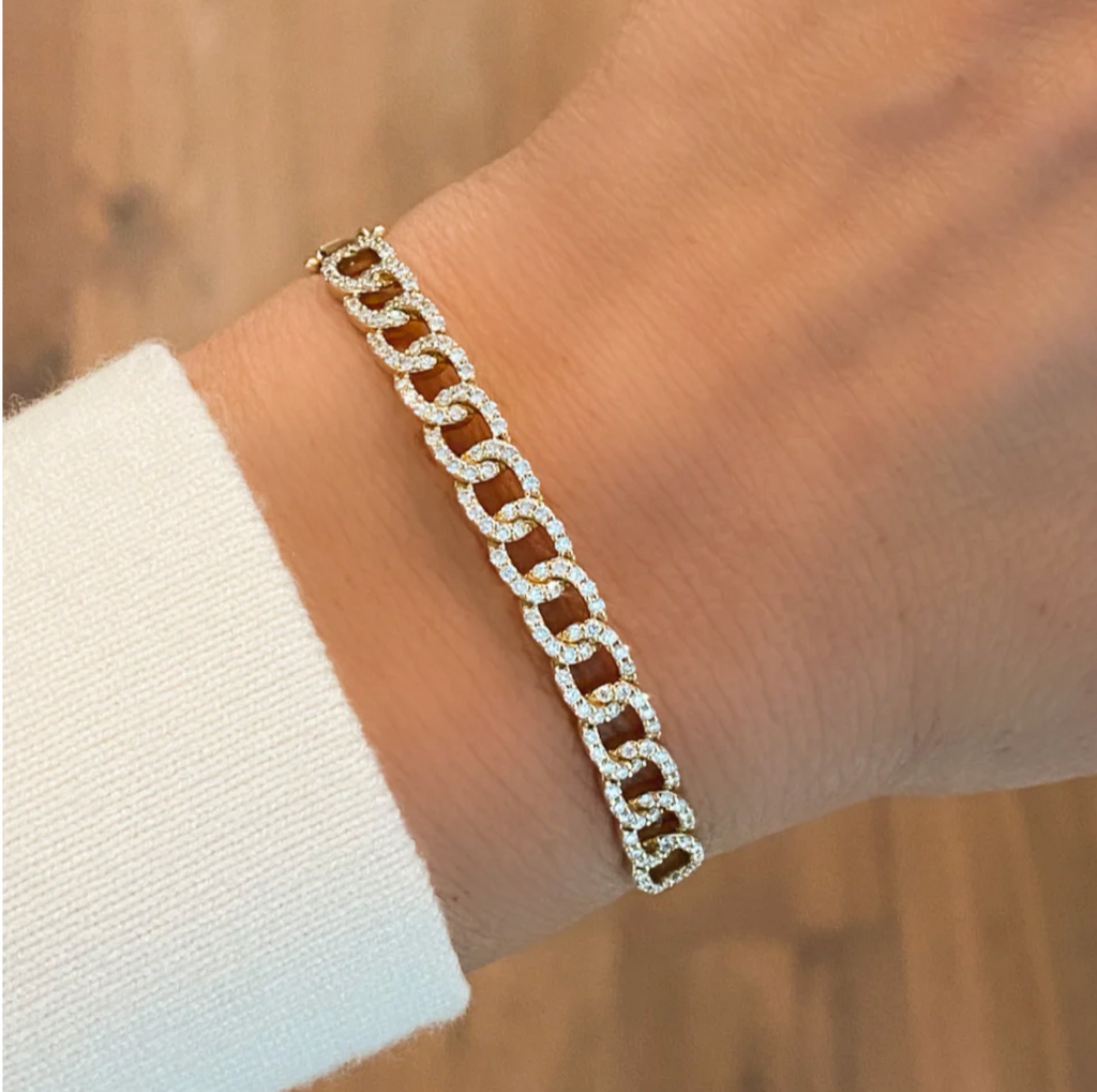 PAVE DIAMOND ROPE CHAIN BANGLE BRACELET