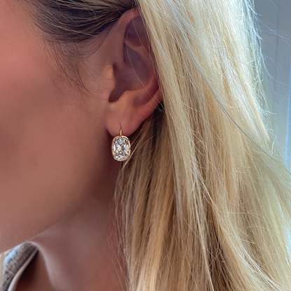 Antique Old Mine Cushion Bezel Earrings