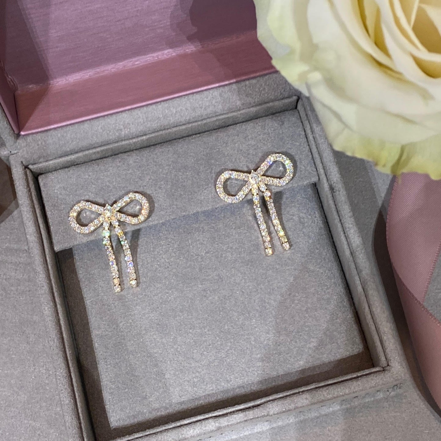 Diamond Bow Earrings