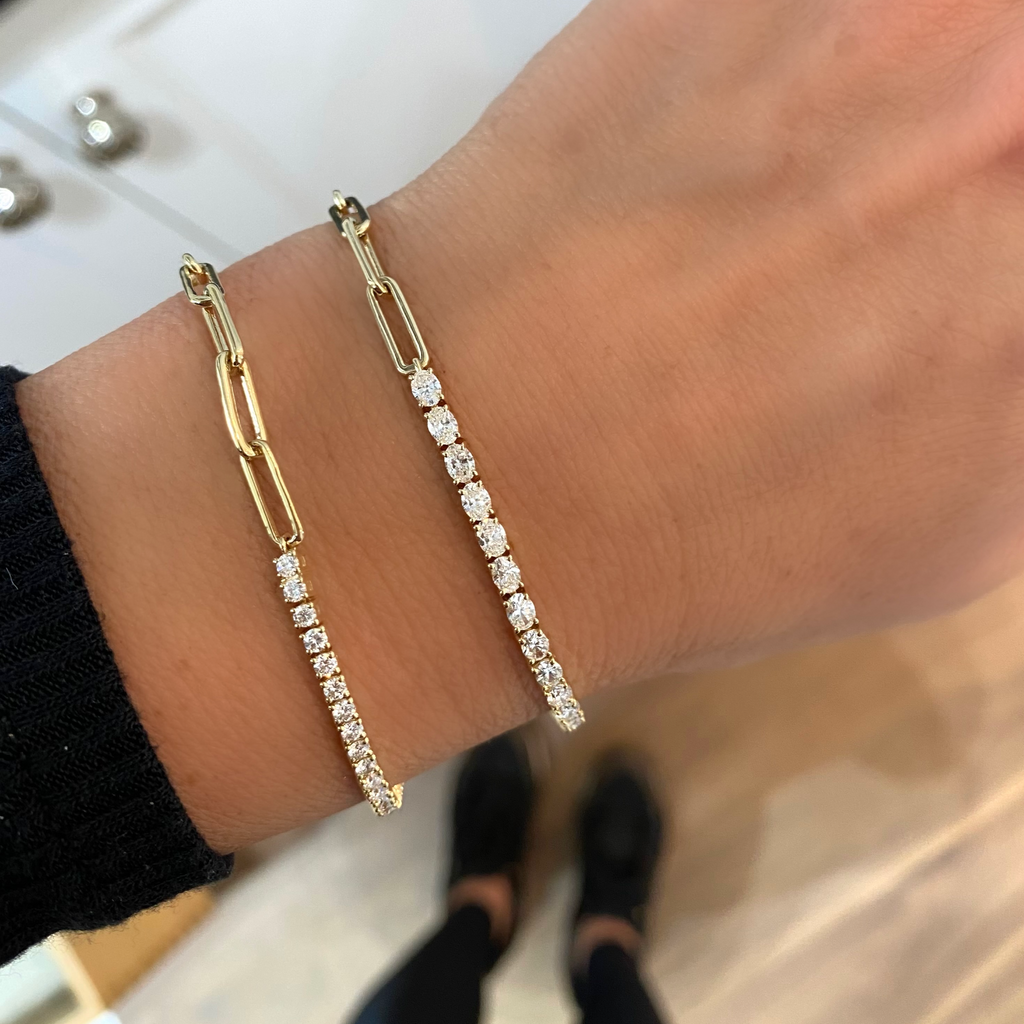 Diamond Tennis Paperclip Bracelet