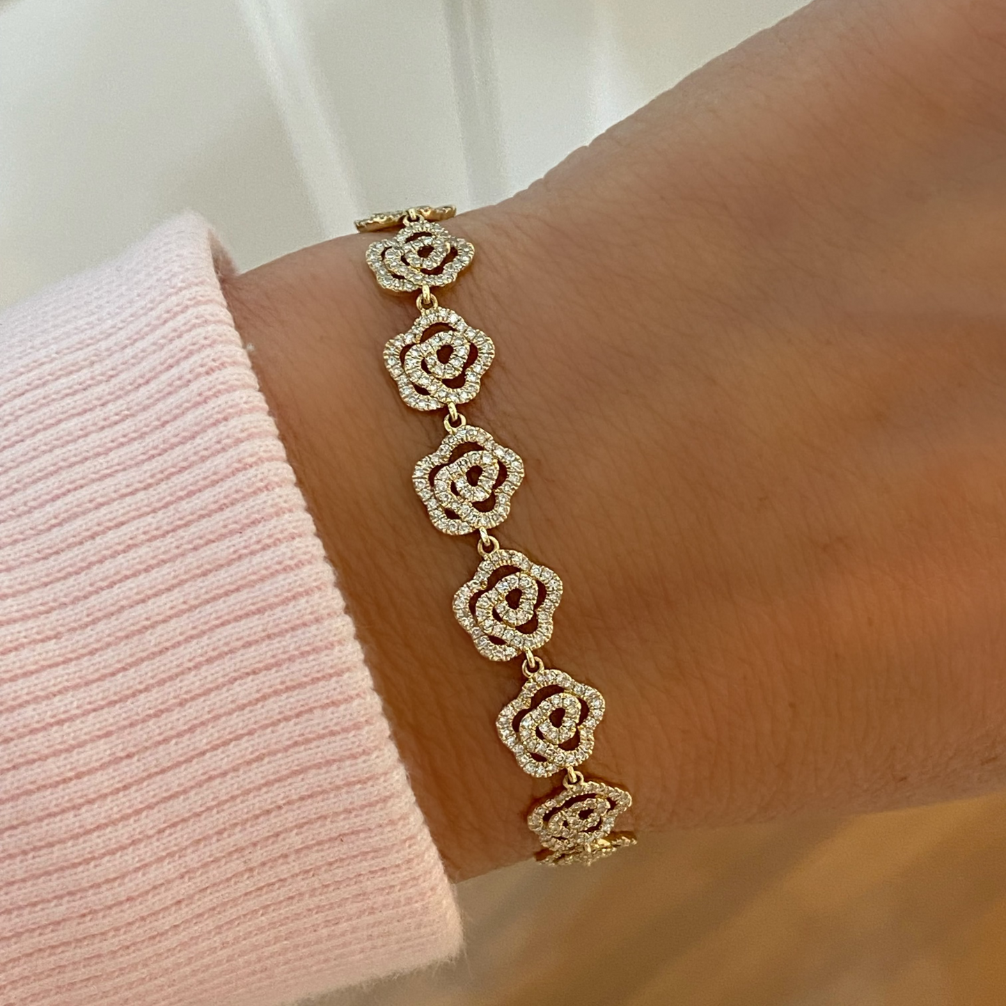 Camellia Flower Diamond Bracelet