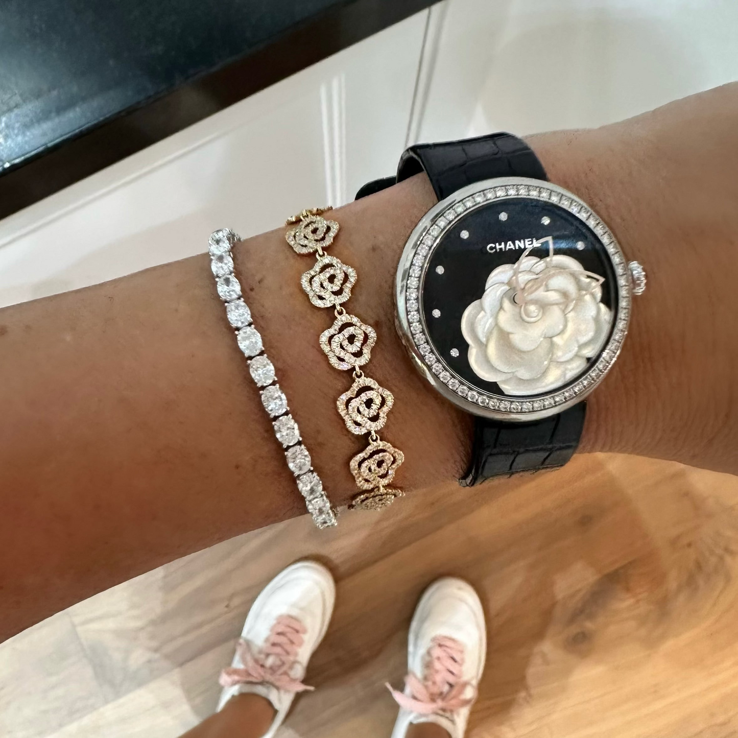 Camellia Flower Diamond Bracelet