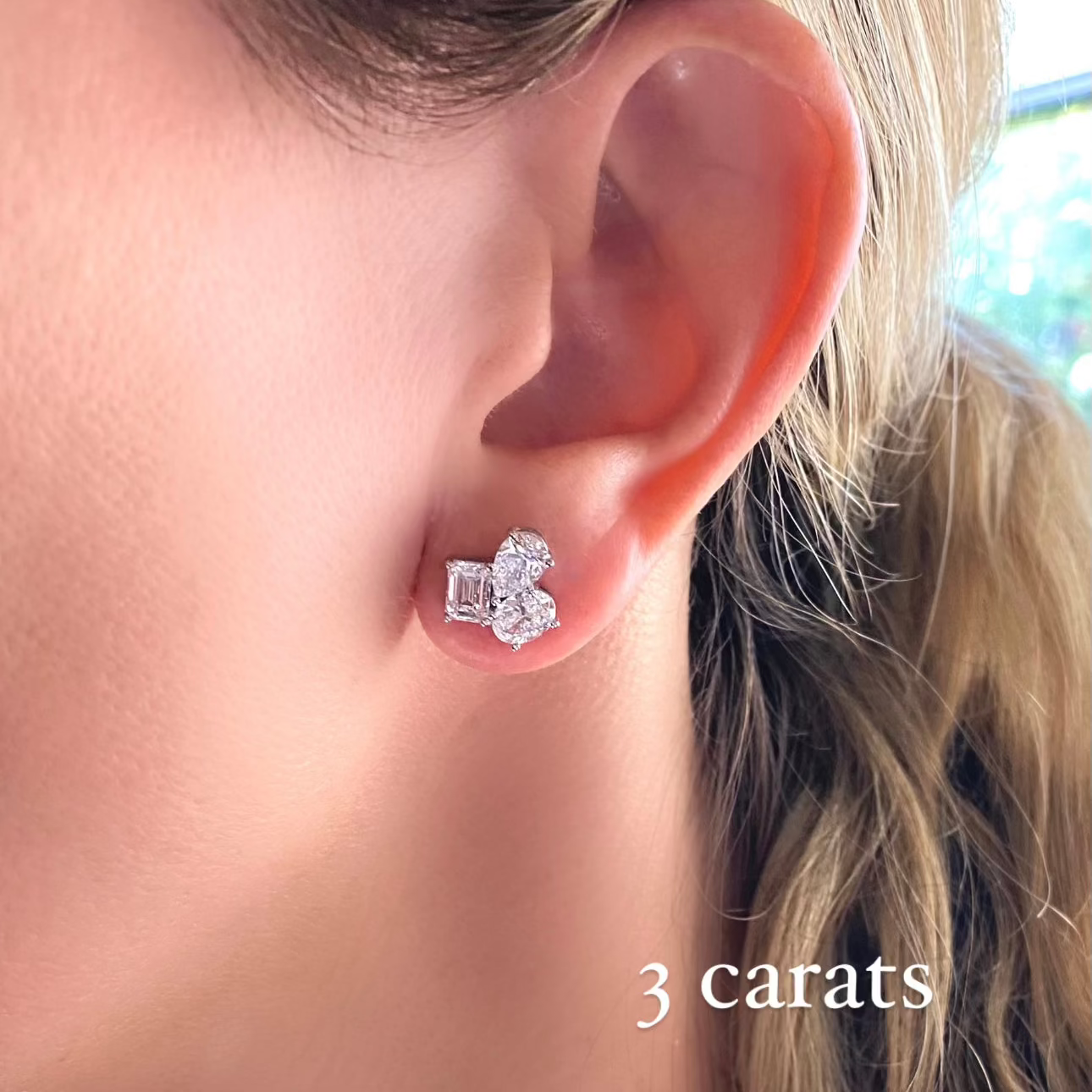 Multi Shape Diamond Cluster Stud Earrings