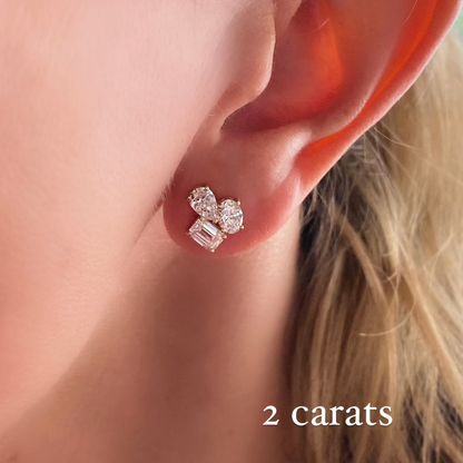 Multi Shape Diamond Cluster Stud Earrings