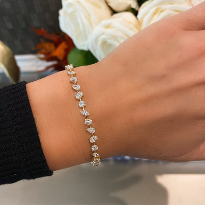 Love All Mixed Shape Diamond Tennis Bracelet