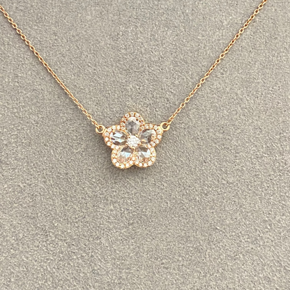 Rose Cut Flower Pendant Necklace