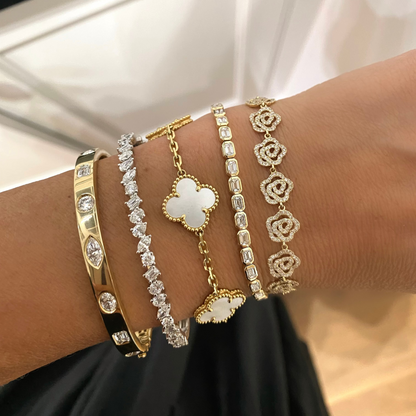 Bold Gold Diamond Inlay Bangle