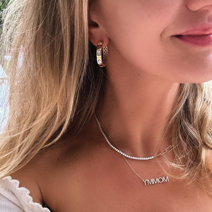 Diamond Paperclip Tennis Necklace