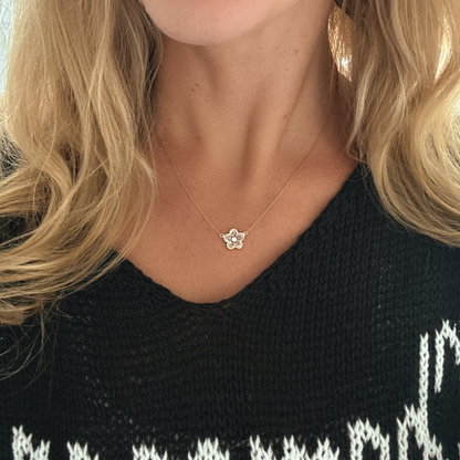 Rose Cut Flower Pendant Necklace