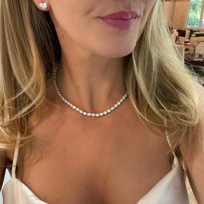 East West Oval Diamond Tennis Necklace