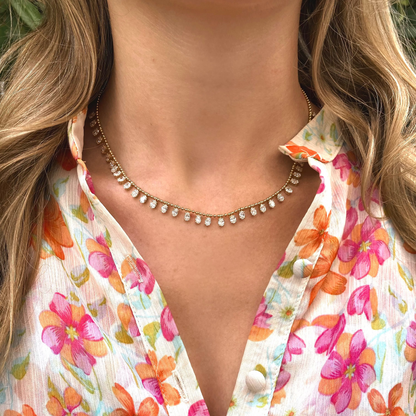 Oval DewDrop Diamond Necklace