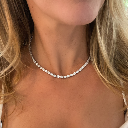 East West Oval Diamond Tennis Necklace